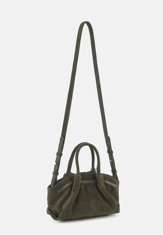 Grace Veloursleder-Handtasche Moosgrün