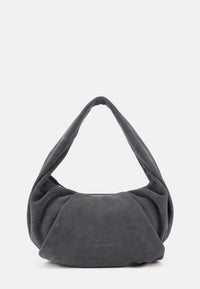 Greta Große Veloursleder-Schultertasche Asphaltgrau