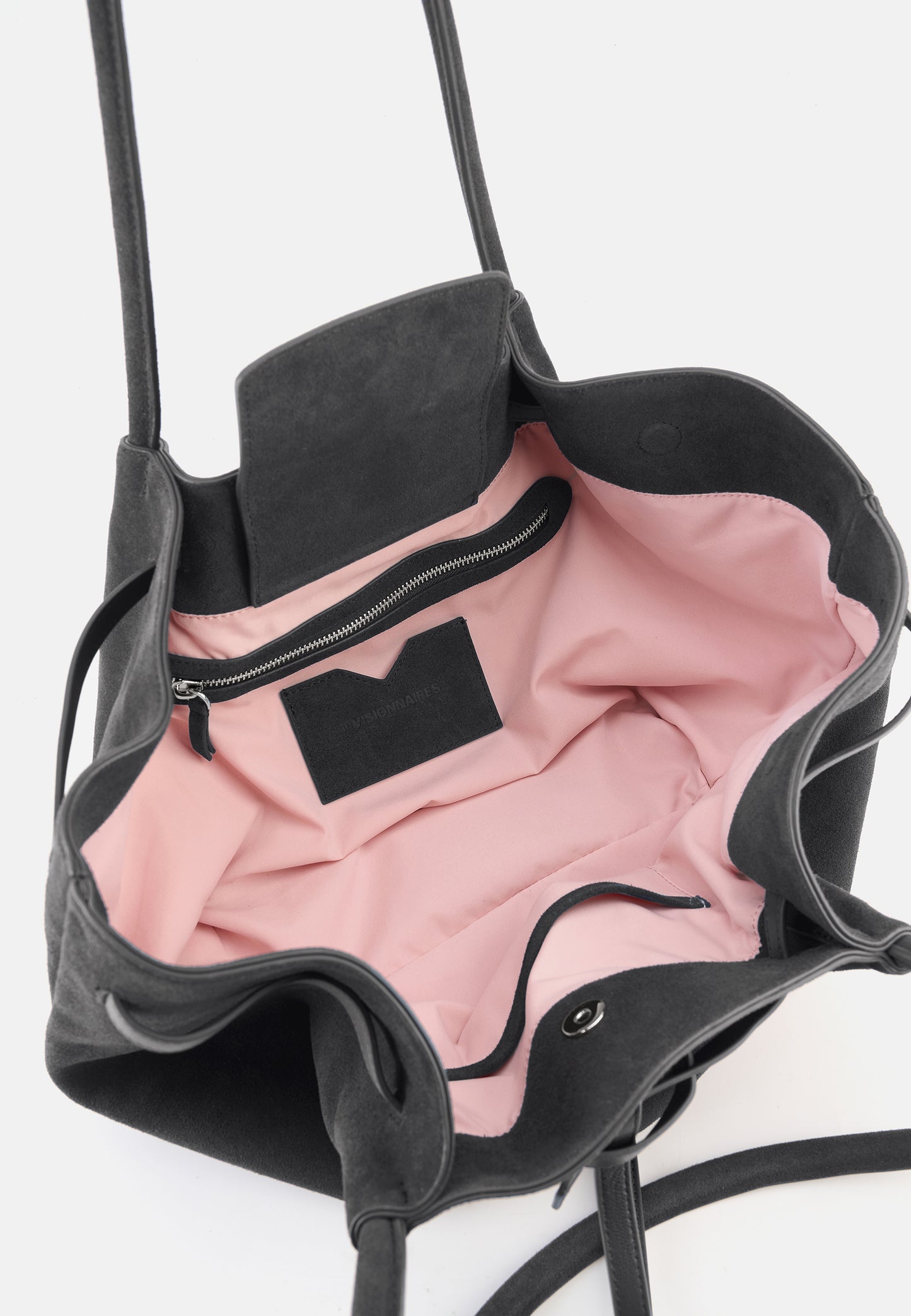Bonnie Große Veloursleder-Tasche Asphaltgrau