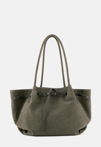 Bonnie Große Veloursleder-Tasche Moosgrün