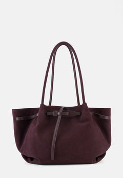 Bonnie Große Veloursleder-Tasche Aubergine