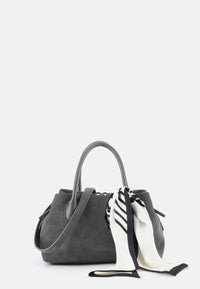 Sophie Veloursleder-Henkeltasche mit Ziertuch Grau
