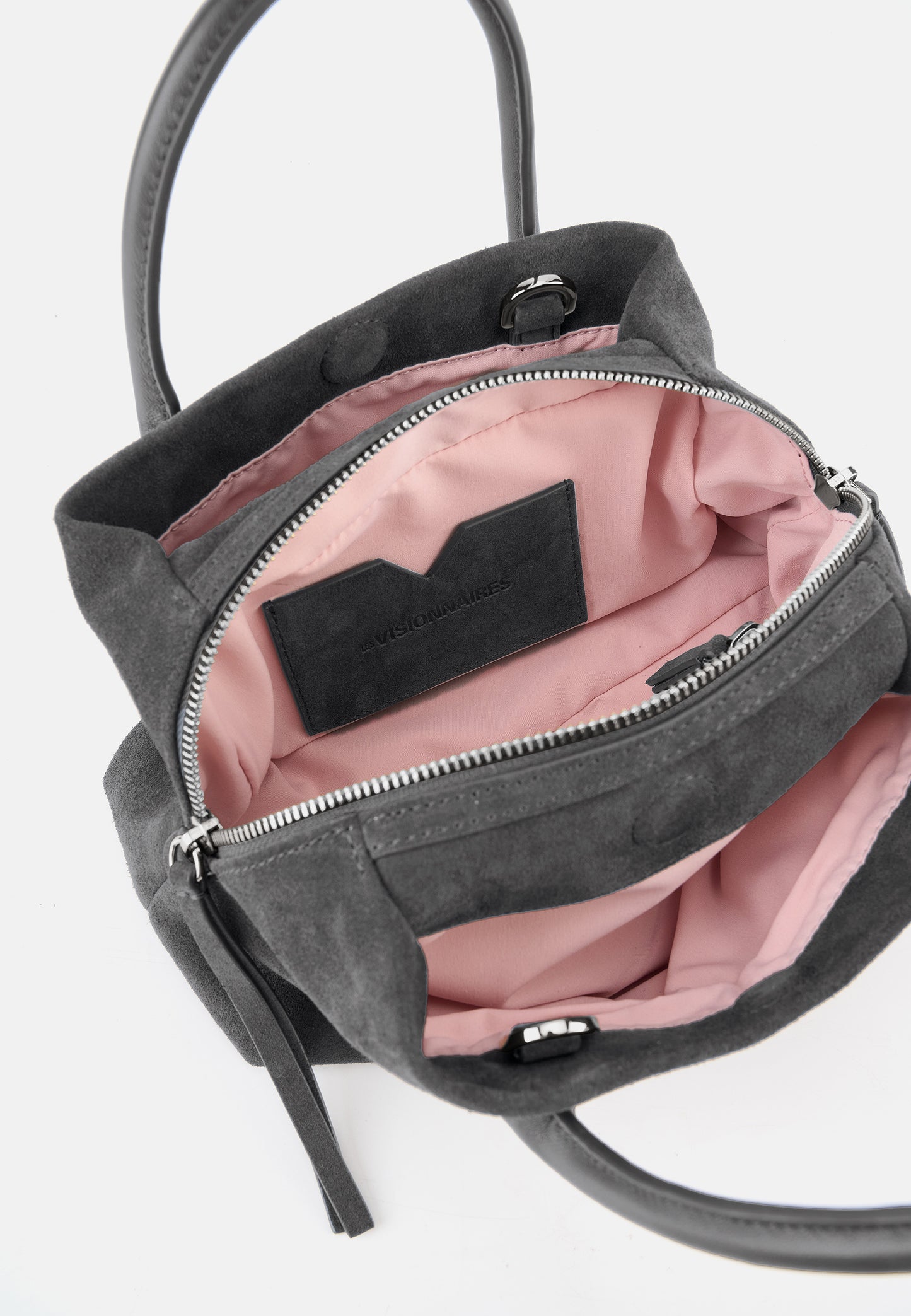 Sophie Veloursleder-Henkeltasche mit Ziertuch Grau