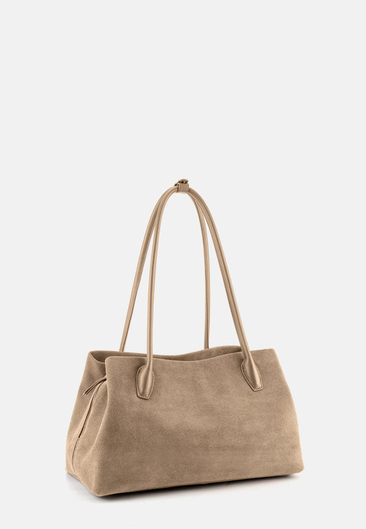 Sophie Große Veloursleder-Henkeltasche mit Ziertuch Mushroom