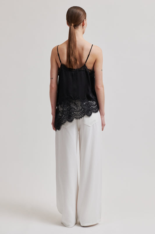 Lyocell-Jeans mit weitem Bein in Off White