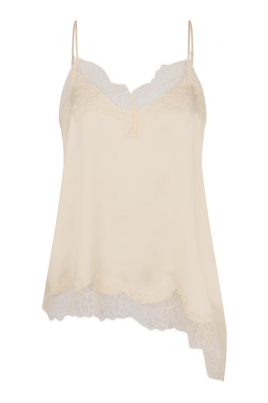 Spitzentop mit fließender Passform Creme