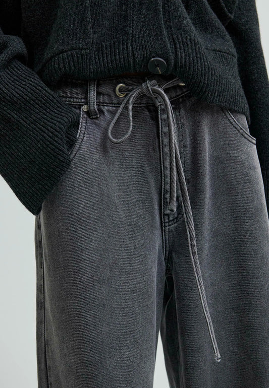 Lyocell-Jeans mit weitem Bein in Schwarzgrau