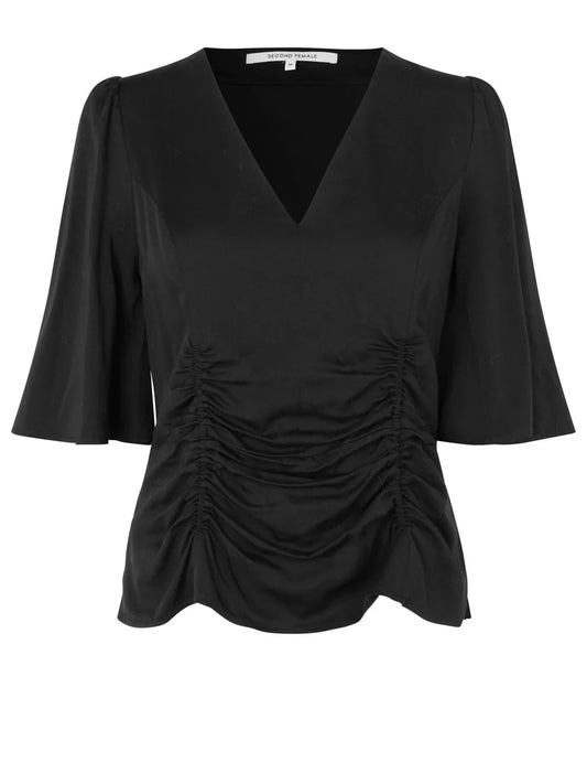 Bluse mit Raffungen und V-Ausschnitt