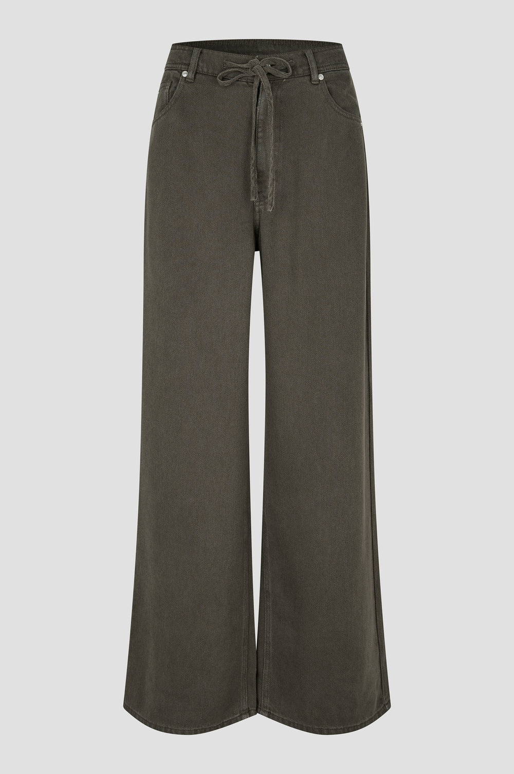 Lyocell-Jeans mit Bindegürtel in Braun/Olivgrün