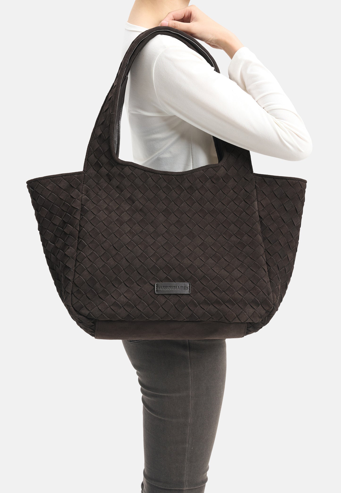 Grace Veloursleder-Shopper Dunkelbraun