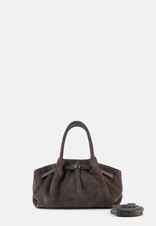 Grace Veloursleder-Handtasche Dunkelbraun