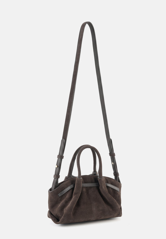 Grace Veloursleder-Handtasche Dunkelbraun