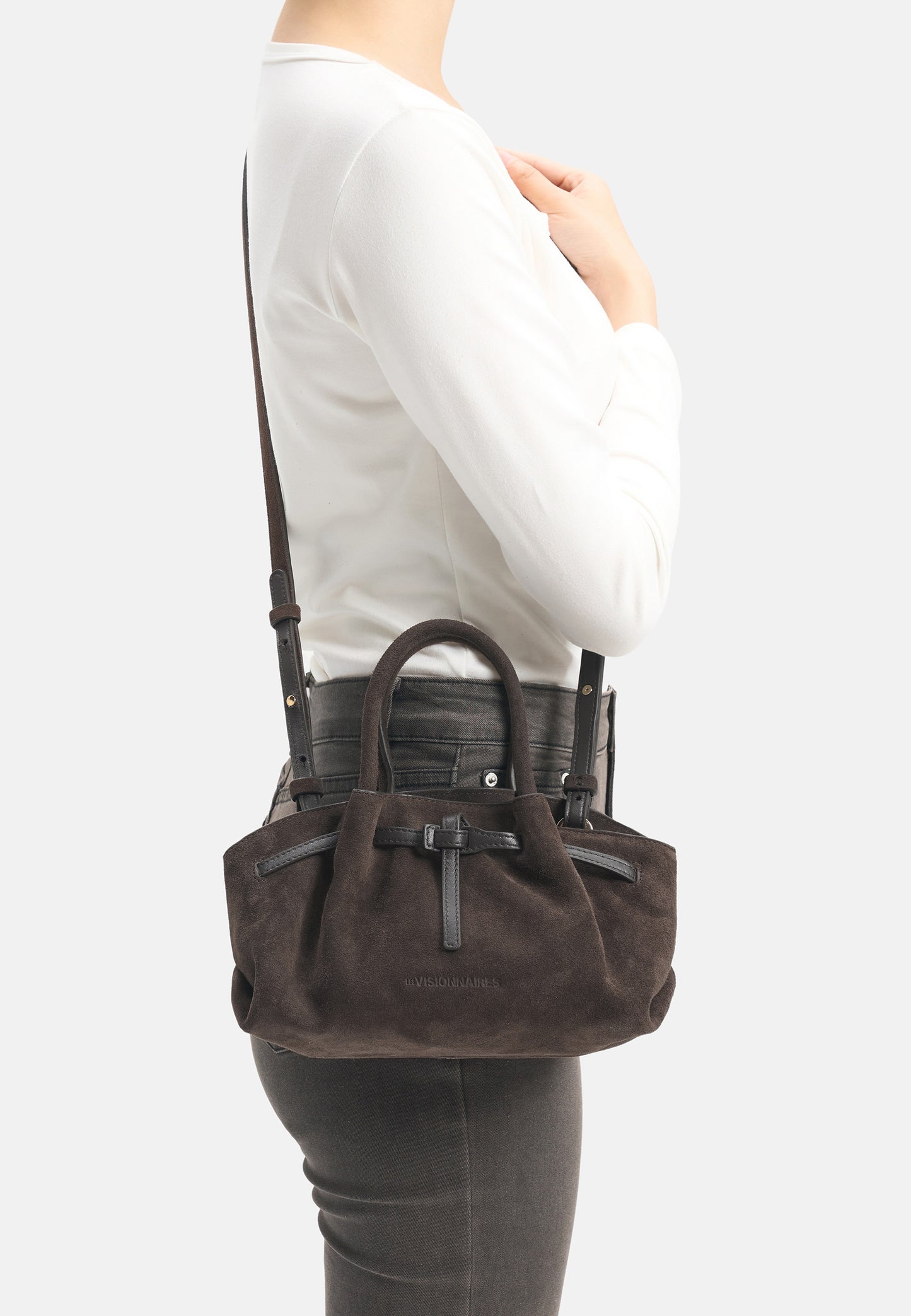 Grace Veloursleder-Handtasche Dunkelbraun