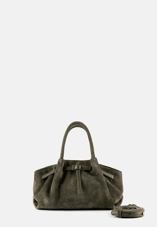 Grace Veloursleder-Handtasche Moosgrün