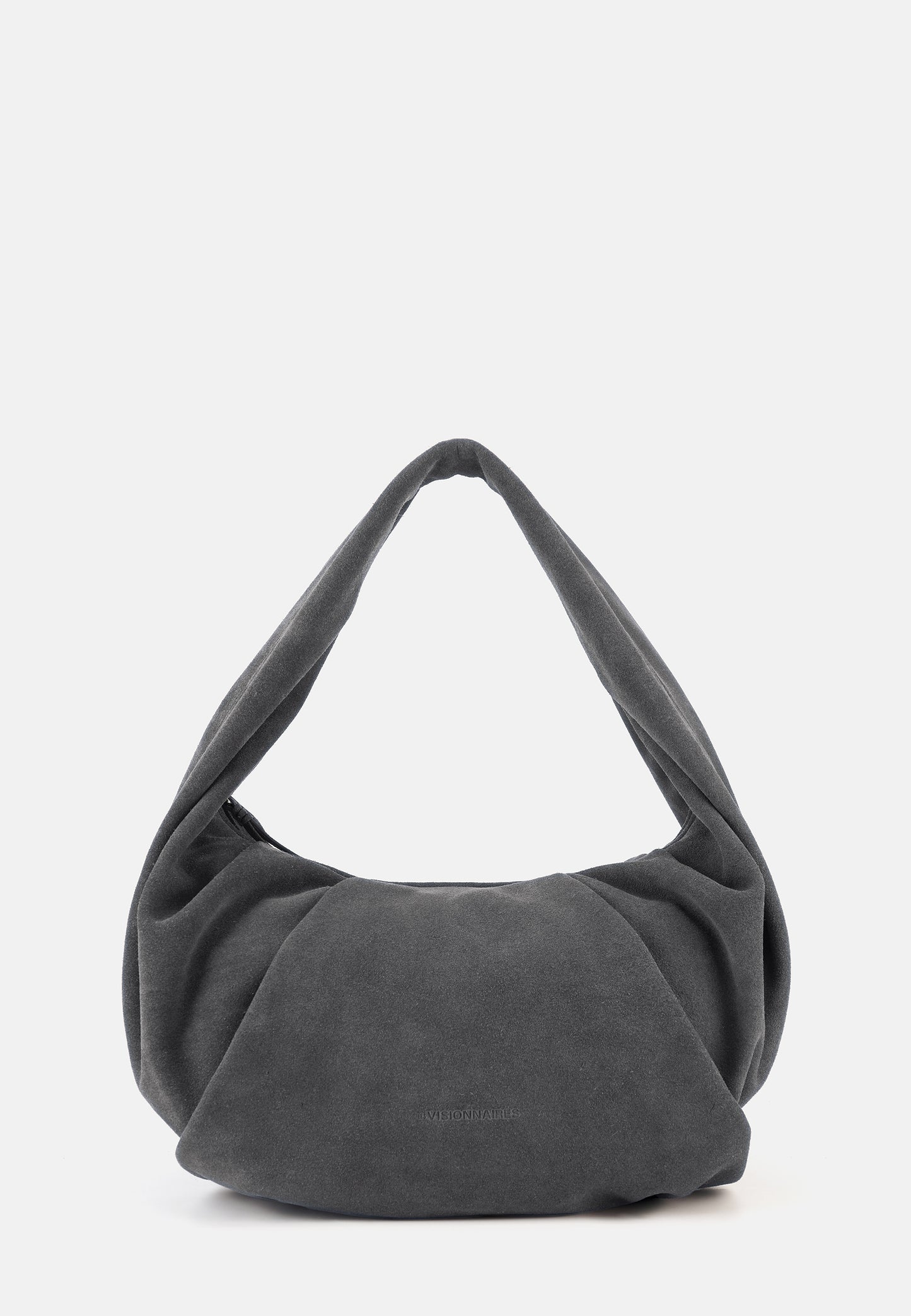 Greta Große Veloursleder-Schultertasche Asphaltgrau