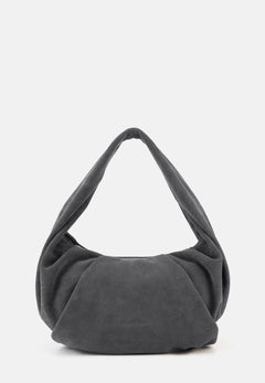 Greta Große Veloursleder-Schultertasche Asphaltgrau