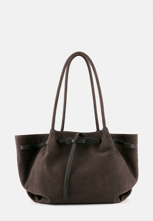 Bonnie Große Veloursleder-Tasche Dunkelbraun
