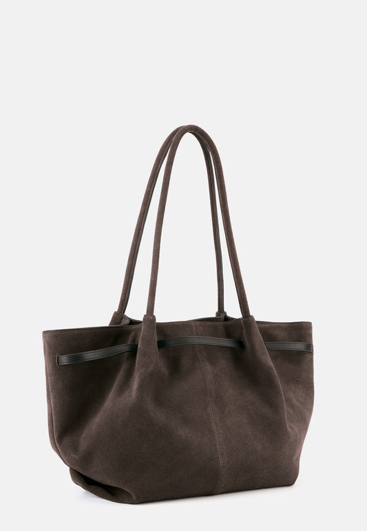 Bonnie Große Veloursleder-Tasche Dunkelbraun