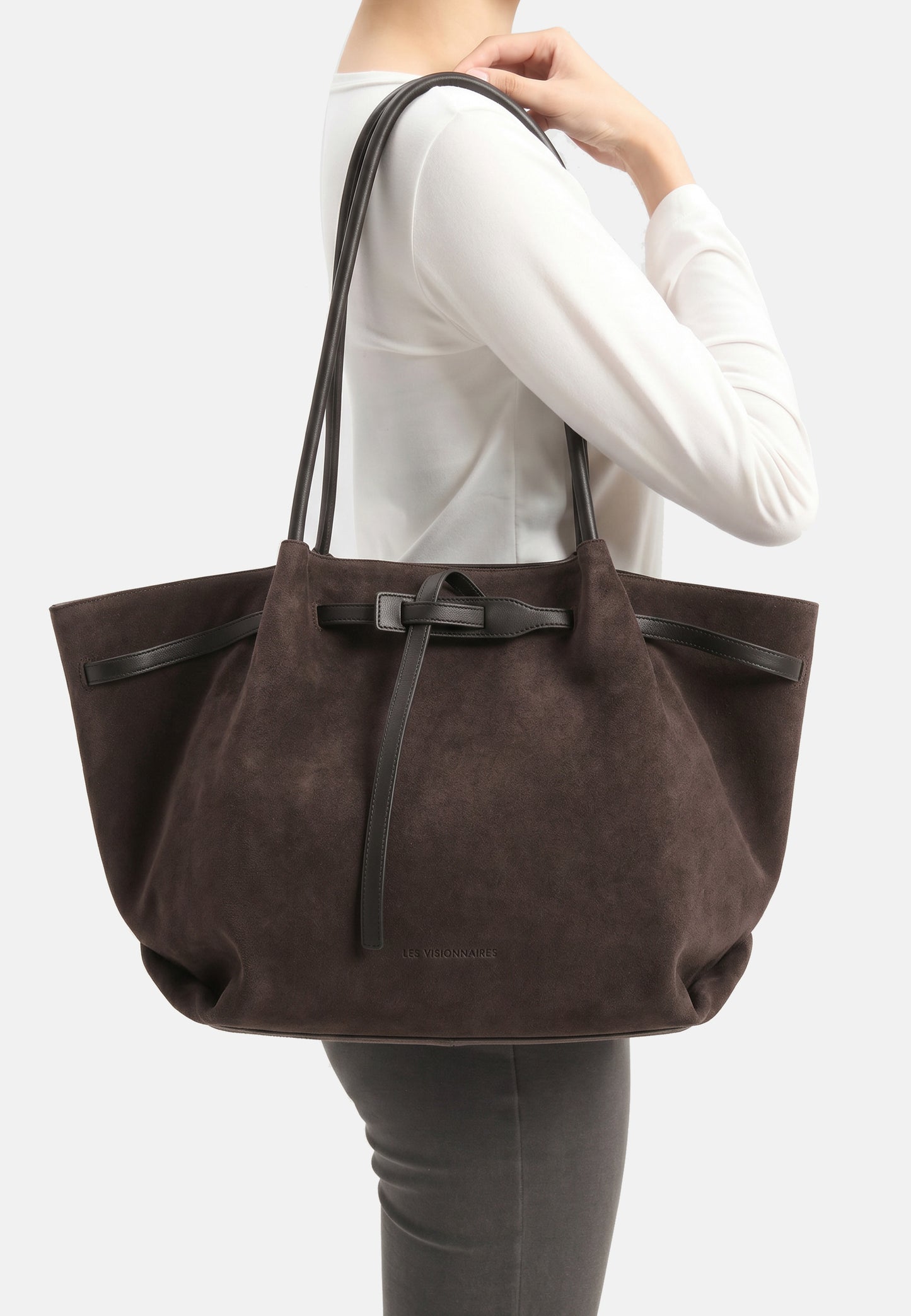 Bonnie Große Veloursleder-Tasche Dunkelbraun