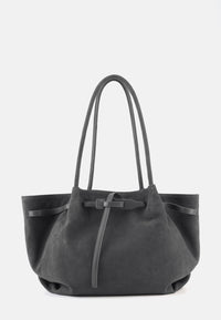 Bonnie Große Veloursleder-Tasche Asphaltgrau