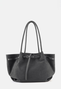 Bonnie Große Veloursleder-Tasche Asphaltgrau
