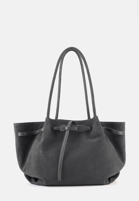 Bonnie Große Veloursleder-Tasche Asphaltgrau