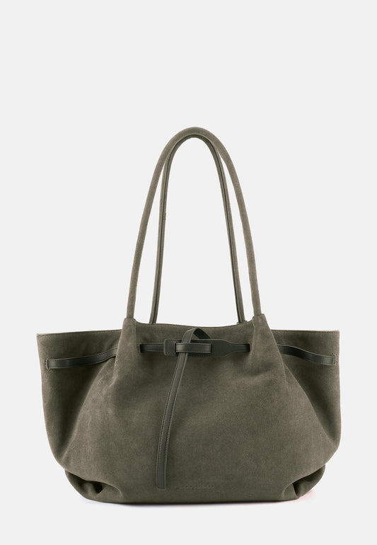 Bonnie Große Veloursleder-Tasche Moosgrün