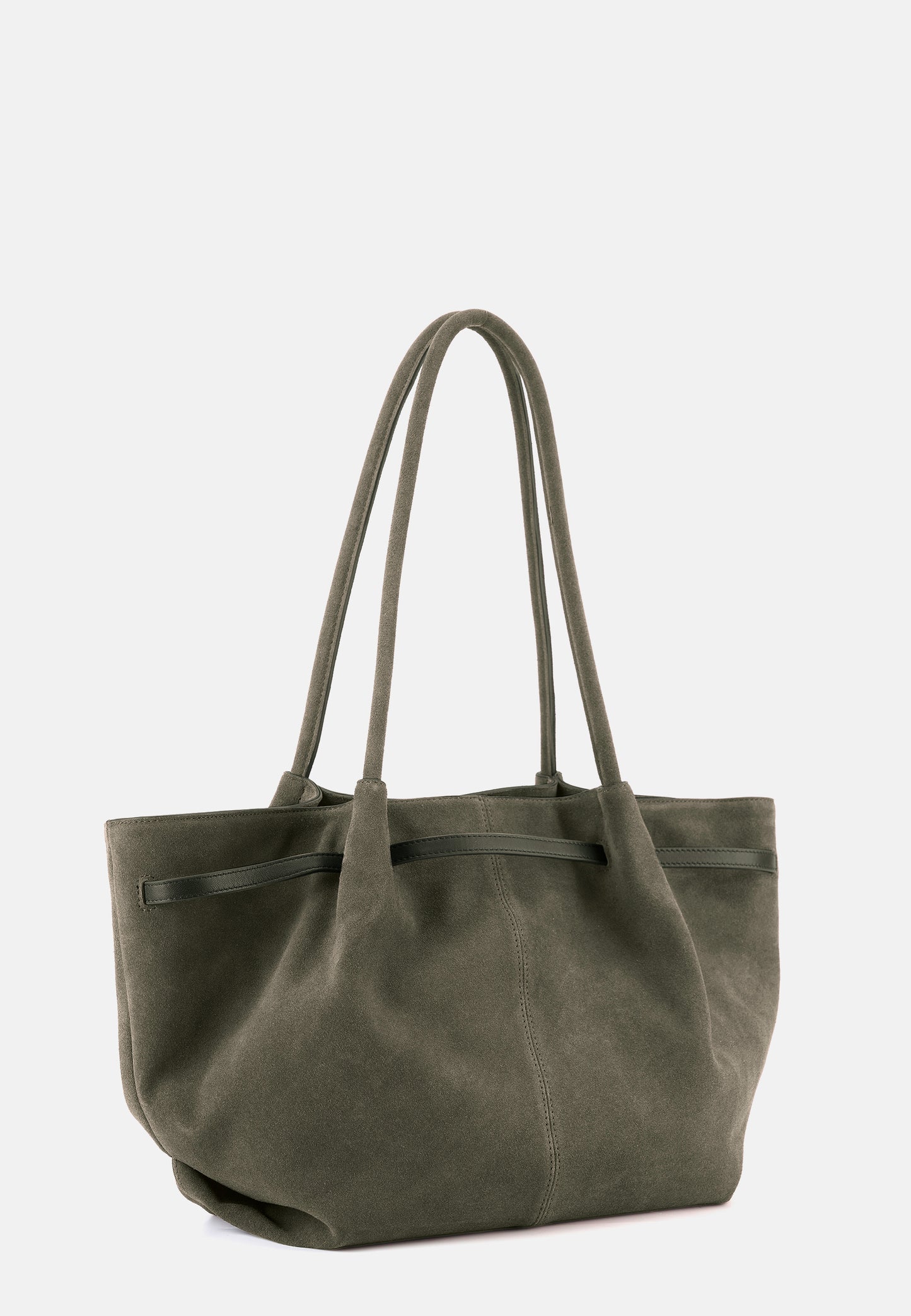 Bonnie Große Veloursleder-Tasche Moosgrün