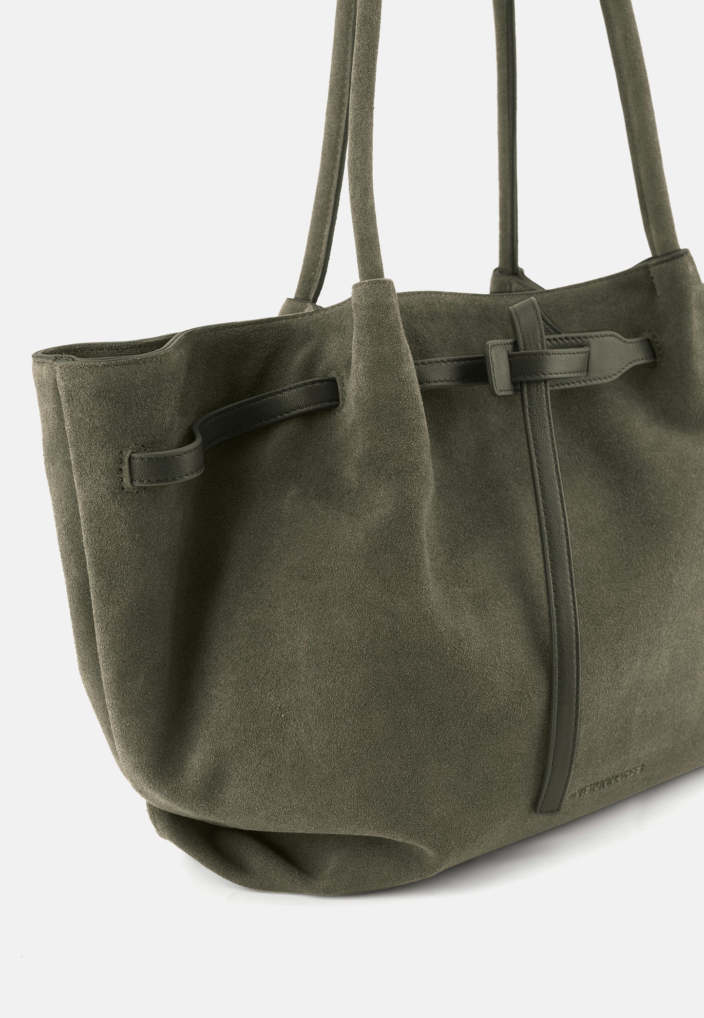 Bonnie Große Veloursleder-Tasche Moosgrün