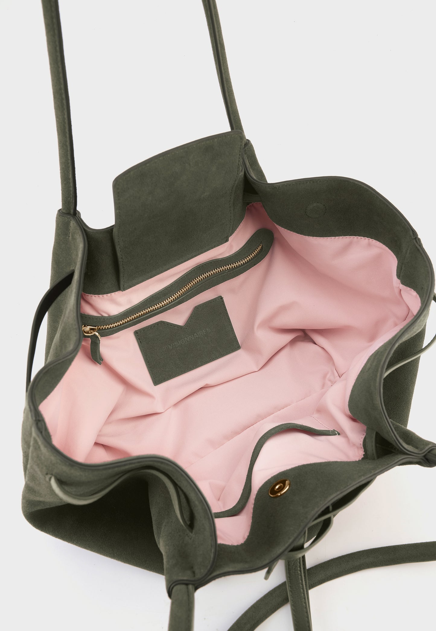 Bonnie Große Veloursleder-Tasche Moosgrün