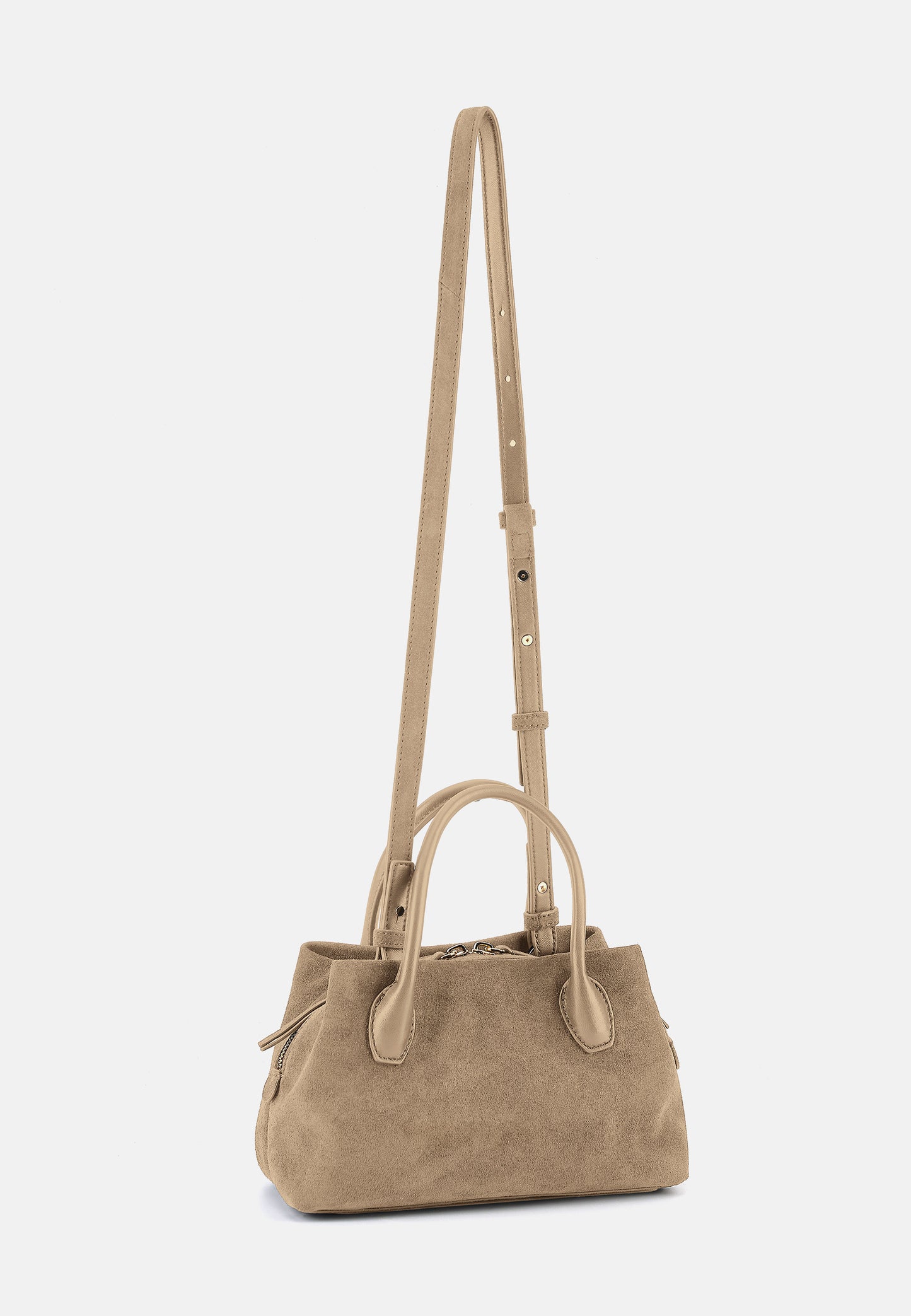 Sophie Veloursleder-Henkeltasche mit Ziertuch Hellbeige
