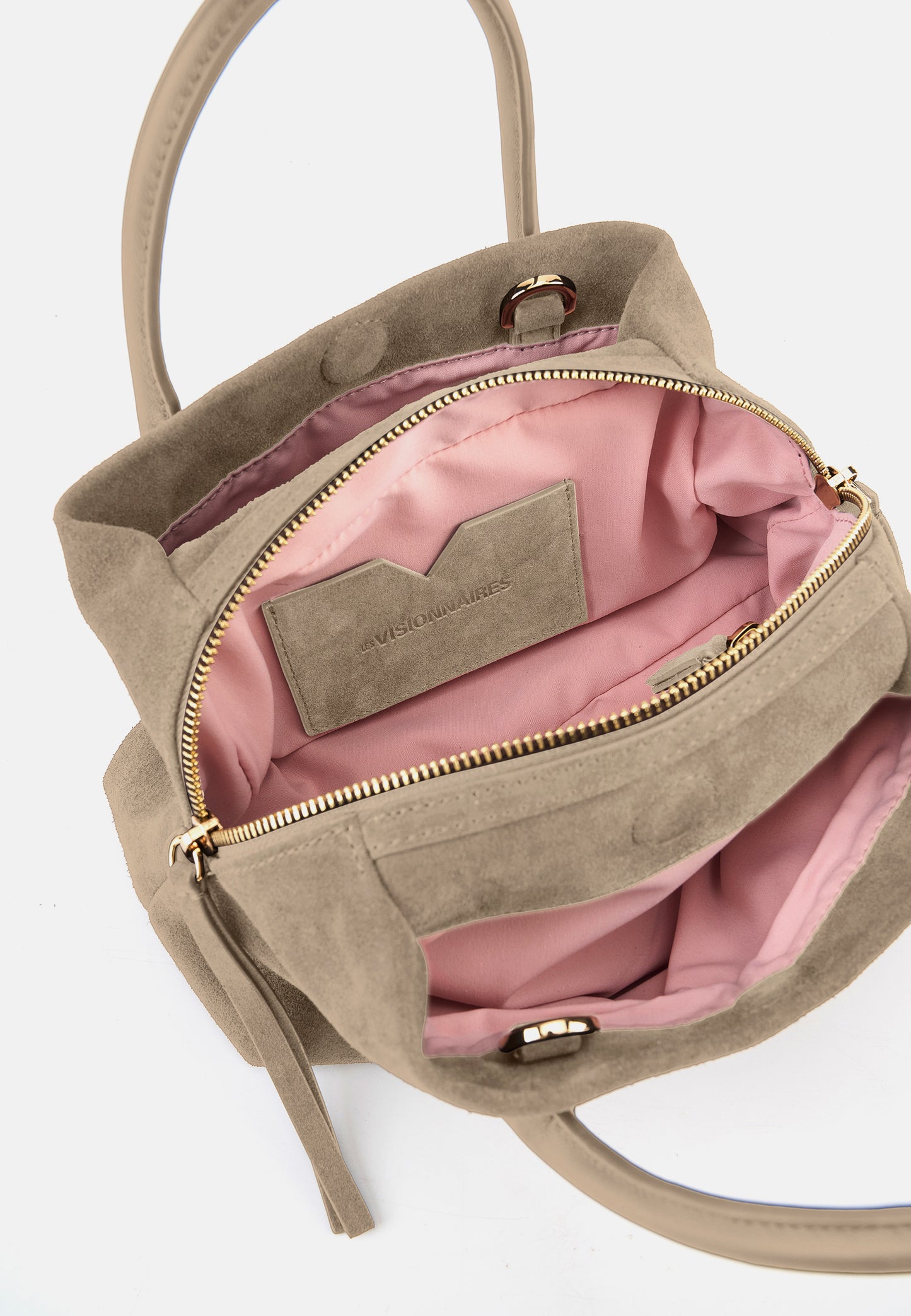 Sophie Veloursleder-Henkeltasche mit Ziertuch Hellbeige