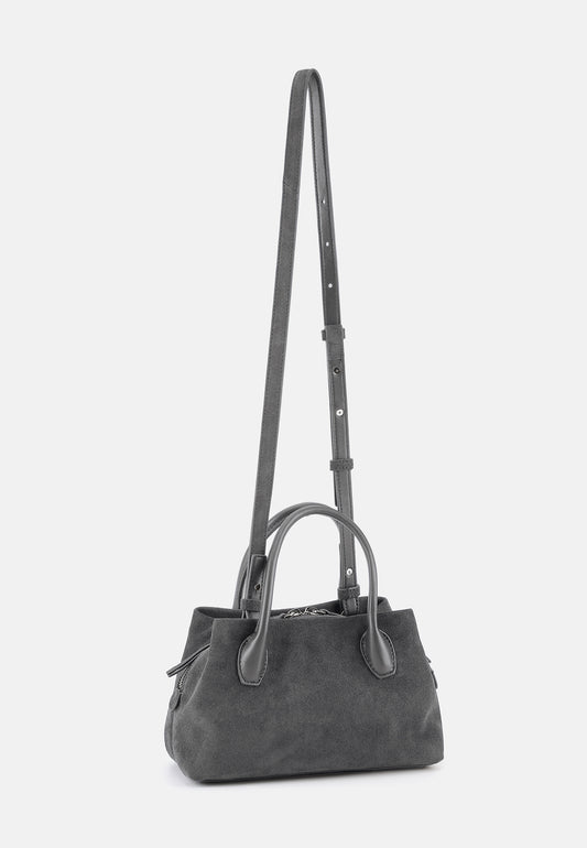 Sophie Veloursleder-Henkeltasche mit Ziertuch Grau