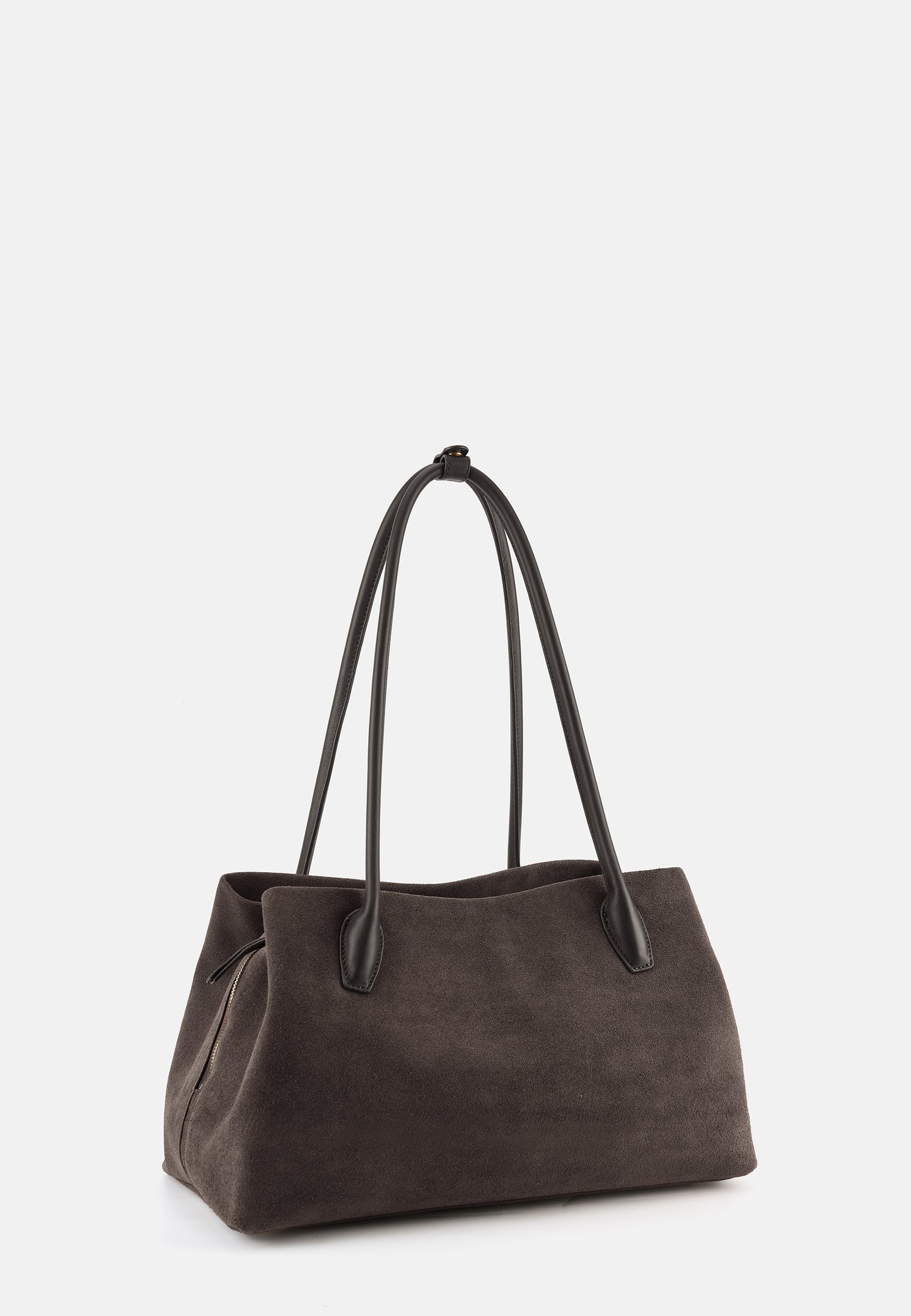 Sophie Große Veloursleder-Henkeltasche mit Ziertuch Dunkelbraun
