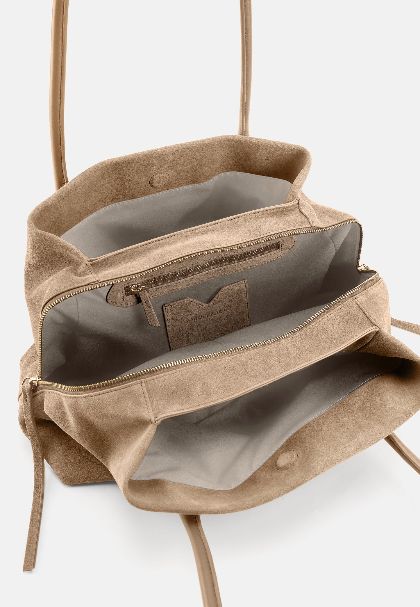 Sophie Große Veloursleder-Henkeltasche mit Ziertuch Mushroom