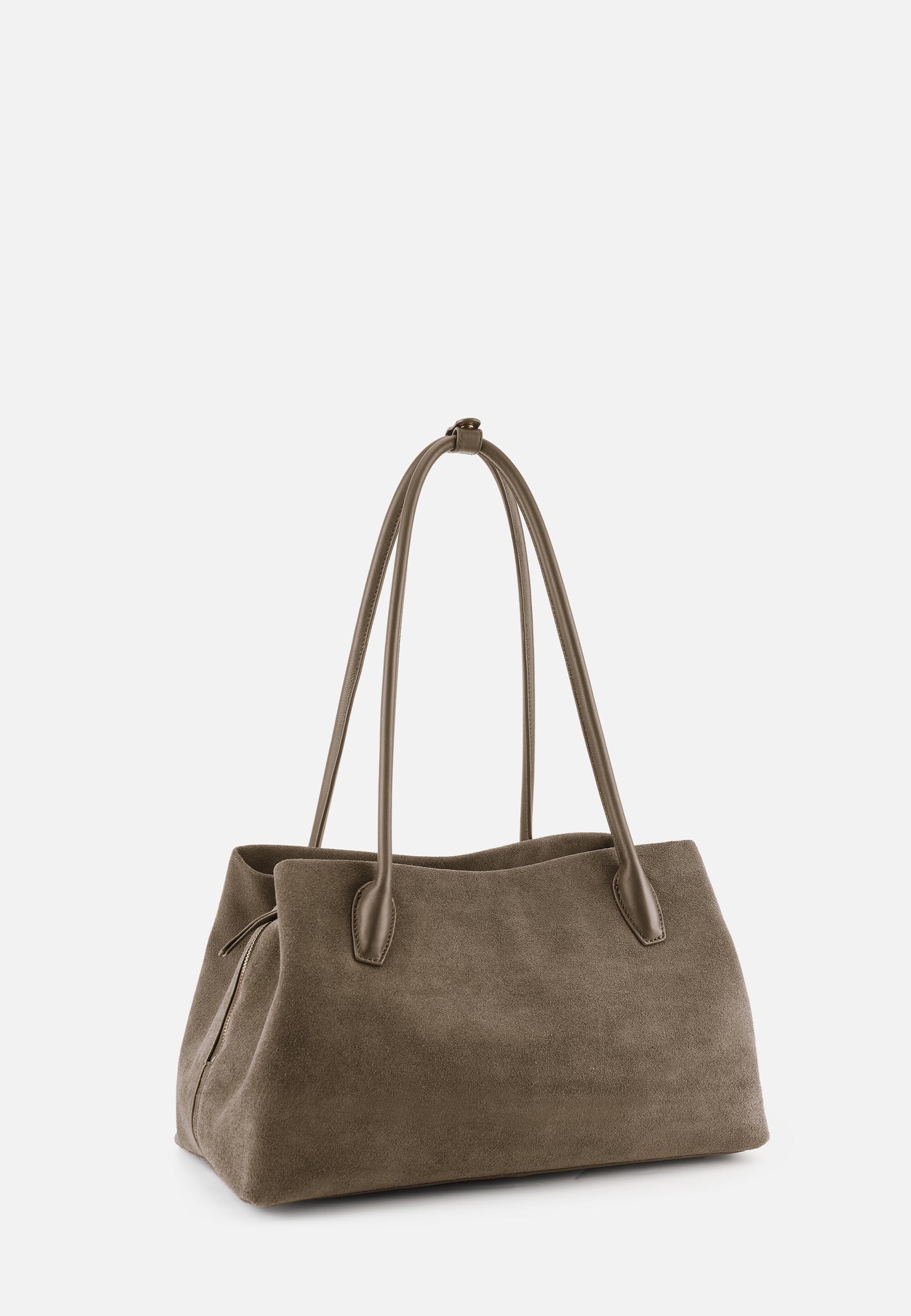 Sophie Große Veloursleder-Henkeltasche mit Ziertuch Khaki