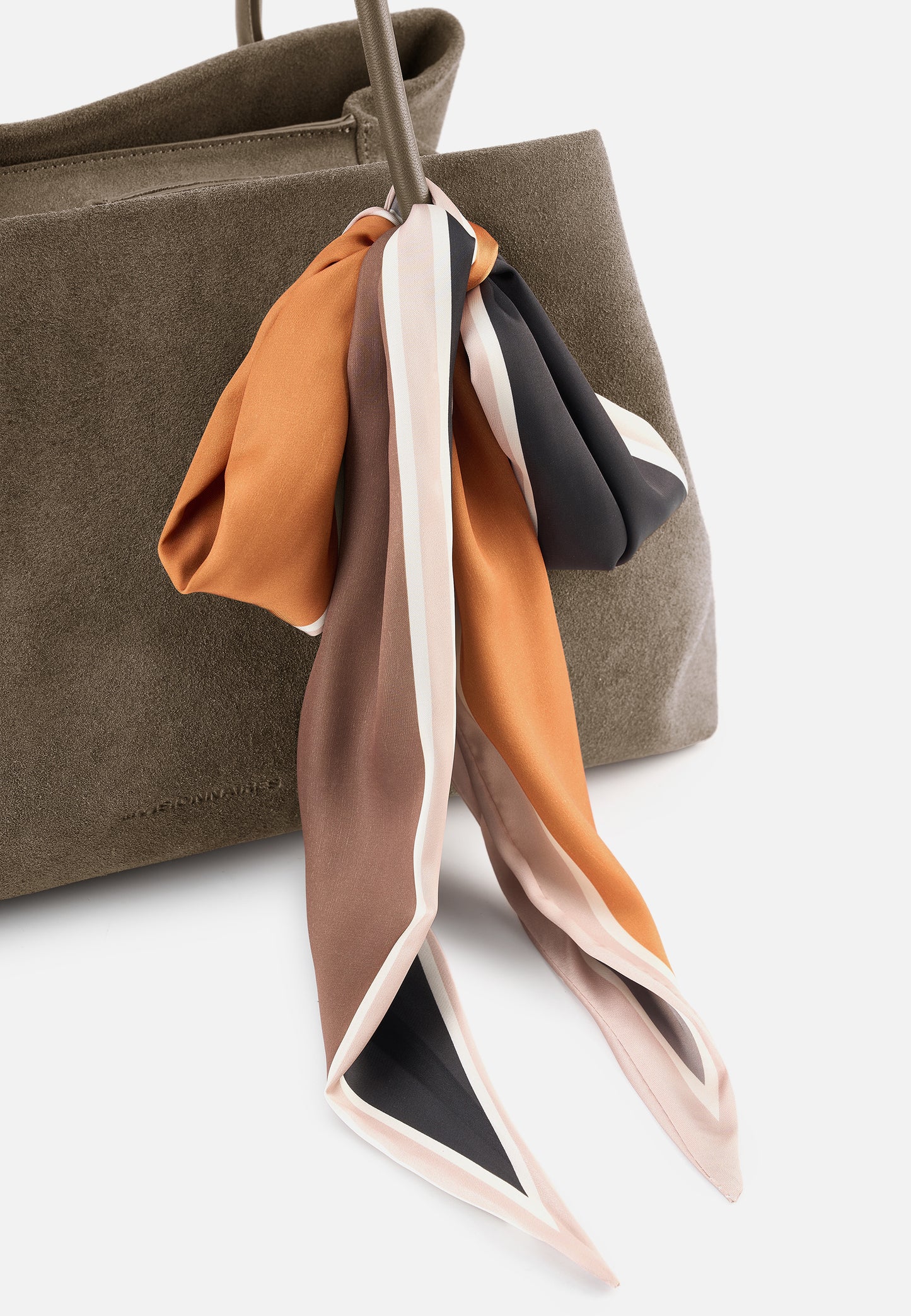 Sophie Große Veloursleder-Henkeltasche mit Ziertuch Khaki