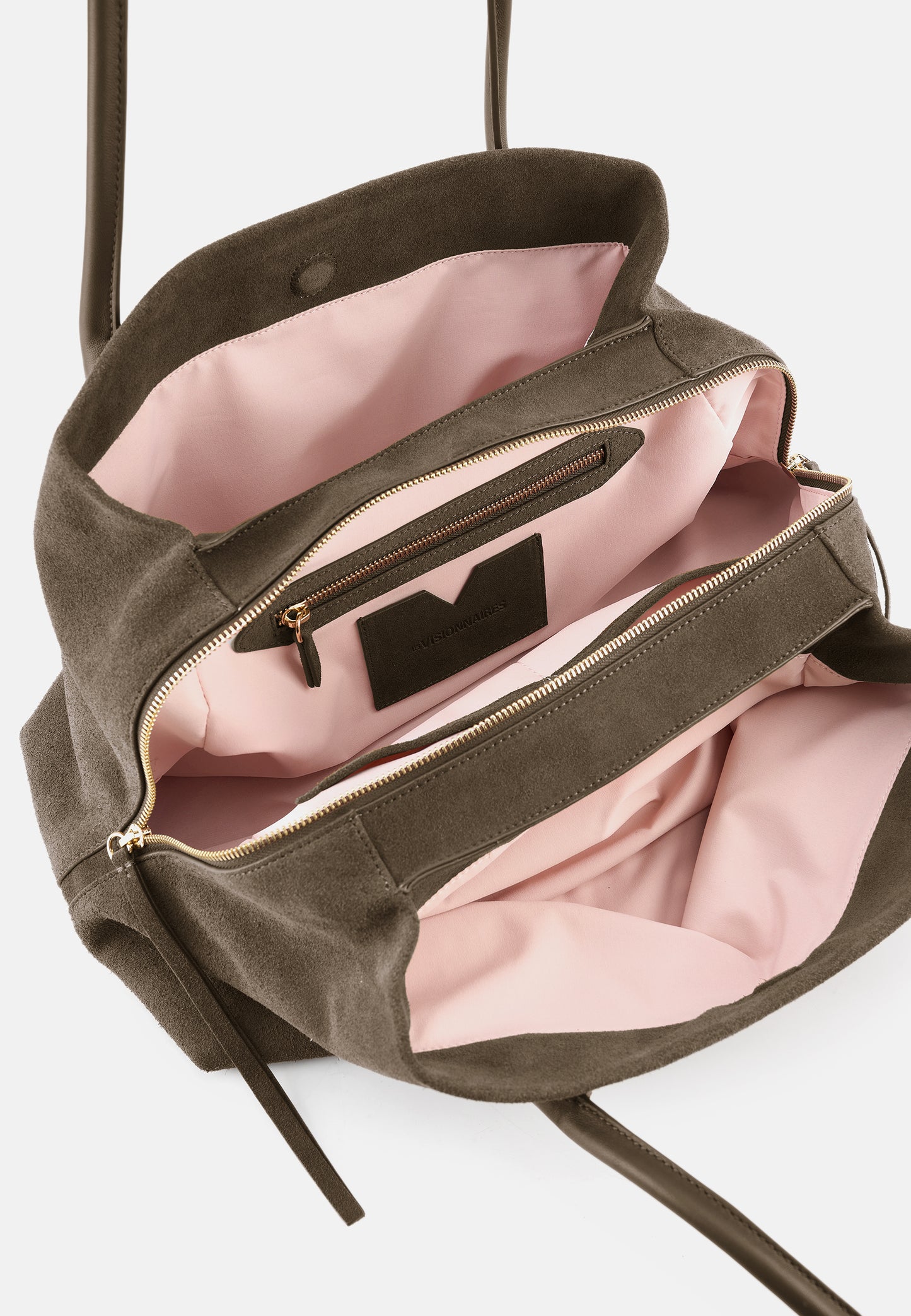 Sophie Große Veloursleder-Henkeltasche mit Ziertuch Khaki
