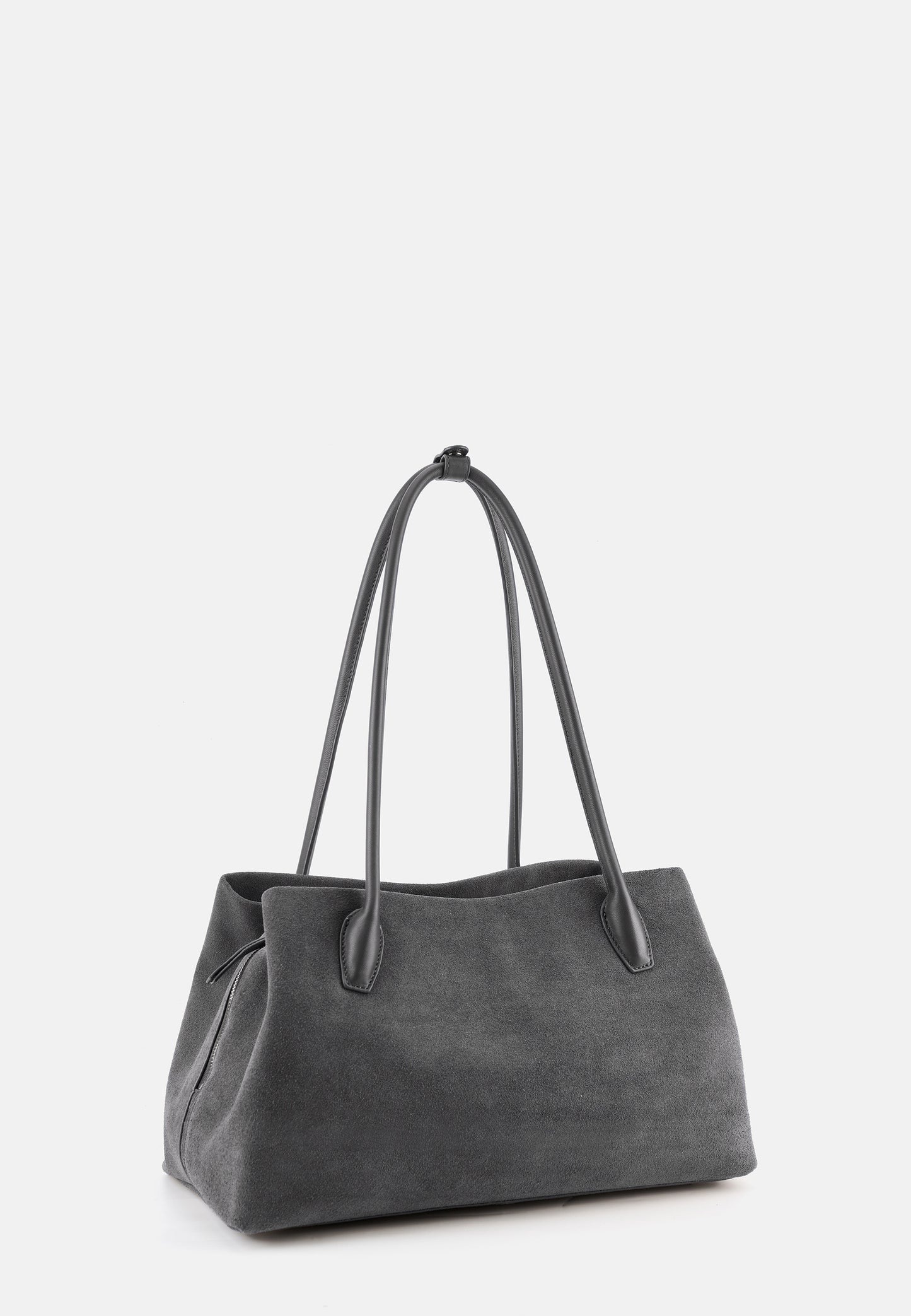 Sophie Große Veloursleder-Henkeltasche mit Ziertuch Asphaltgrau