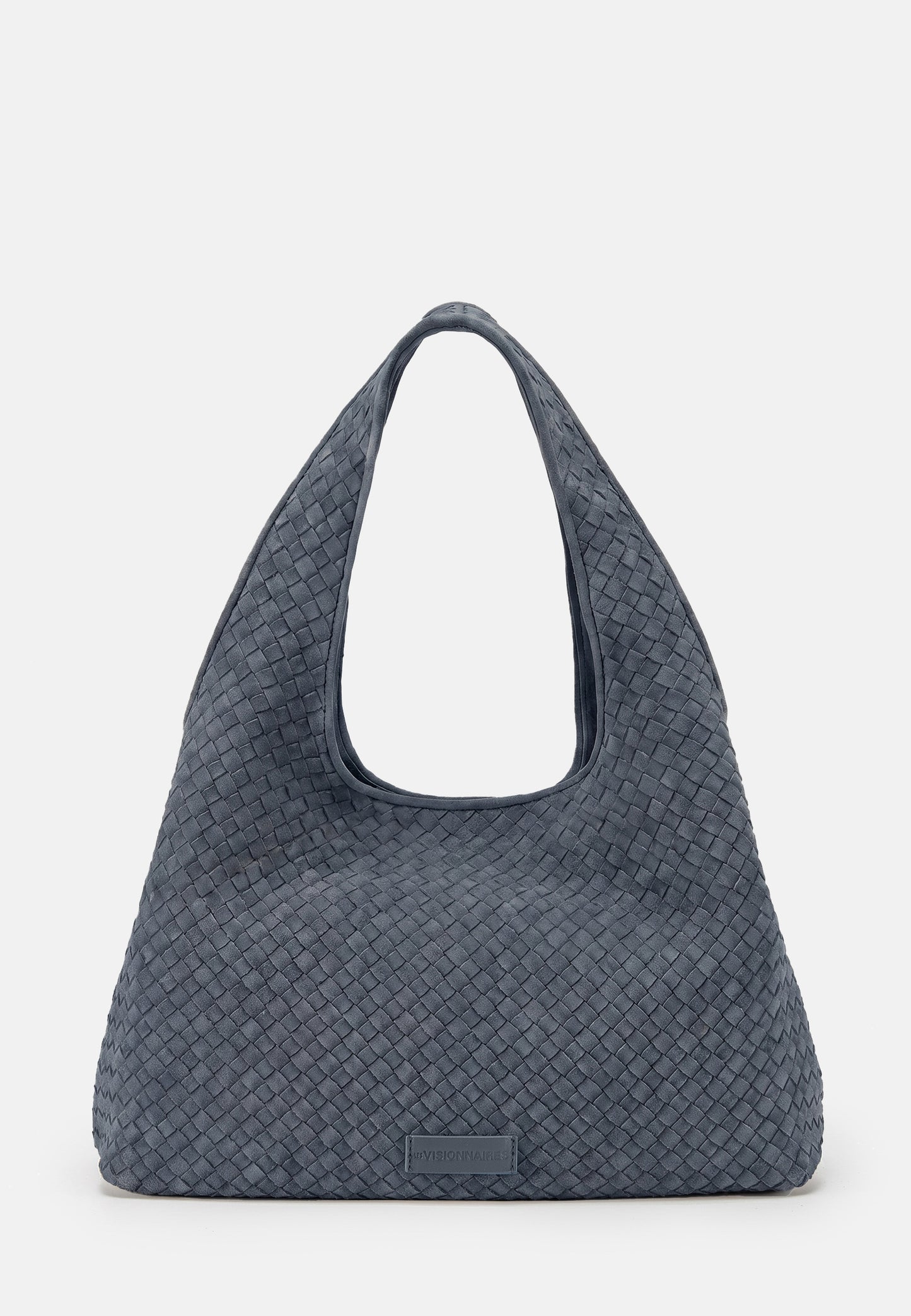 Paz Veloursleder-Schultertasche Blaugrau
