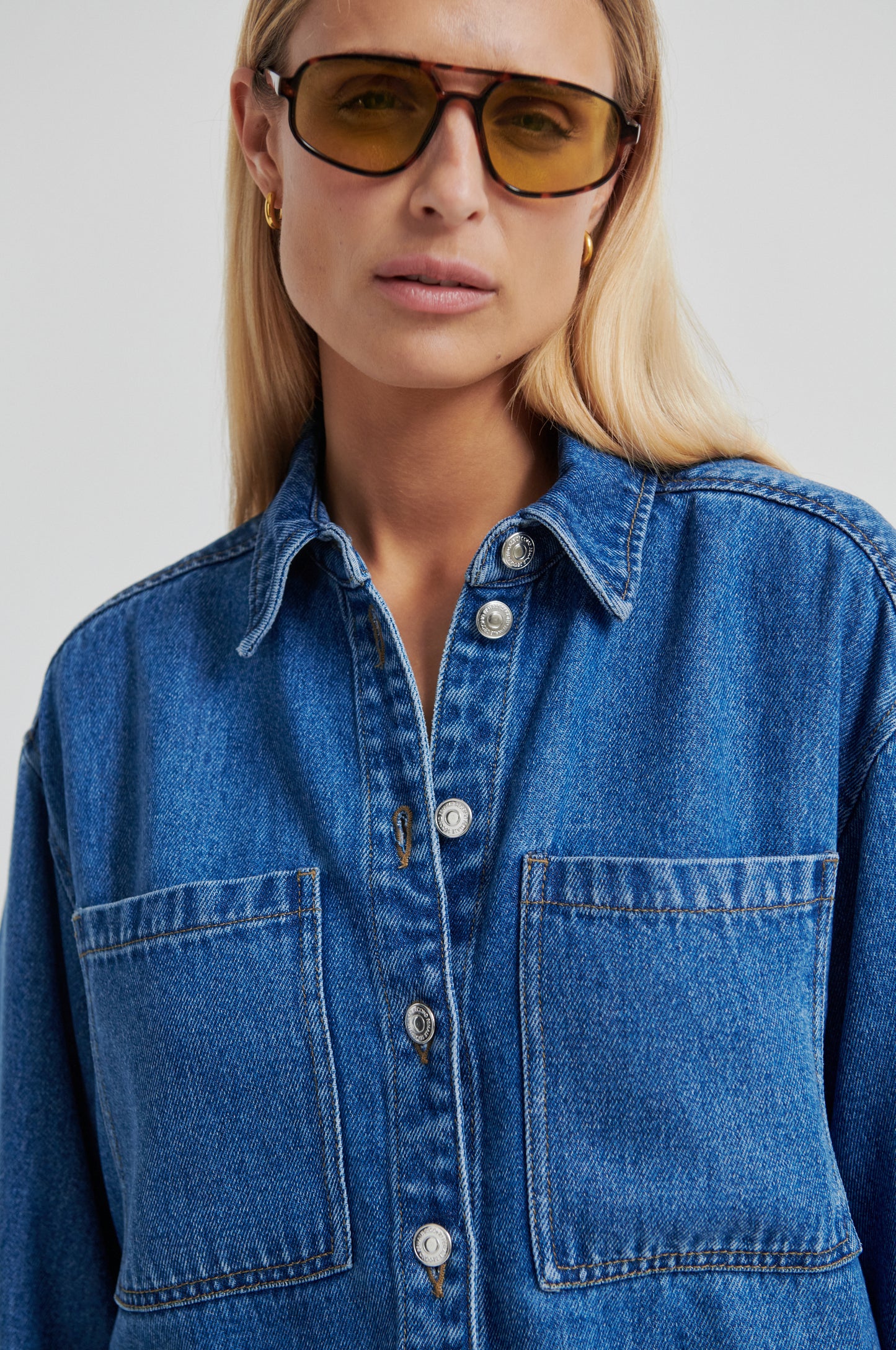 Denimhemd mit Brusttaschen in Blau