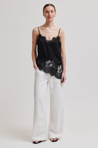 Lyocell-Jeans mit weitem Bein in Off White