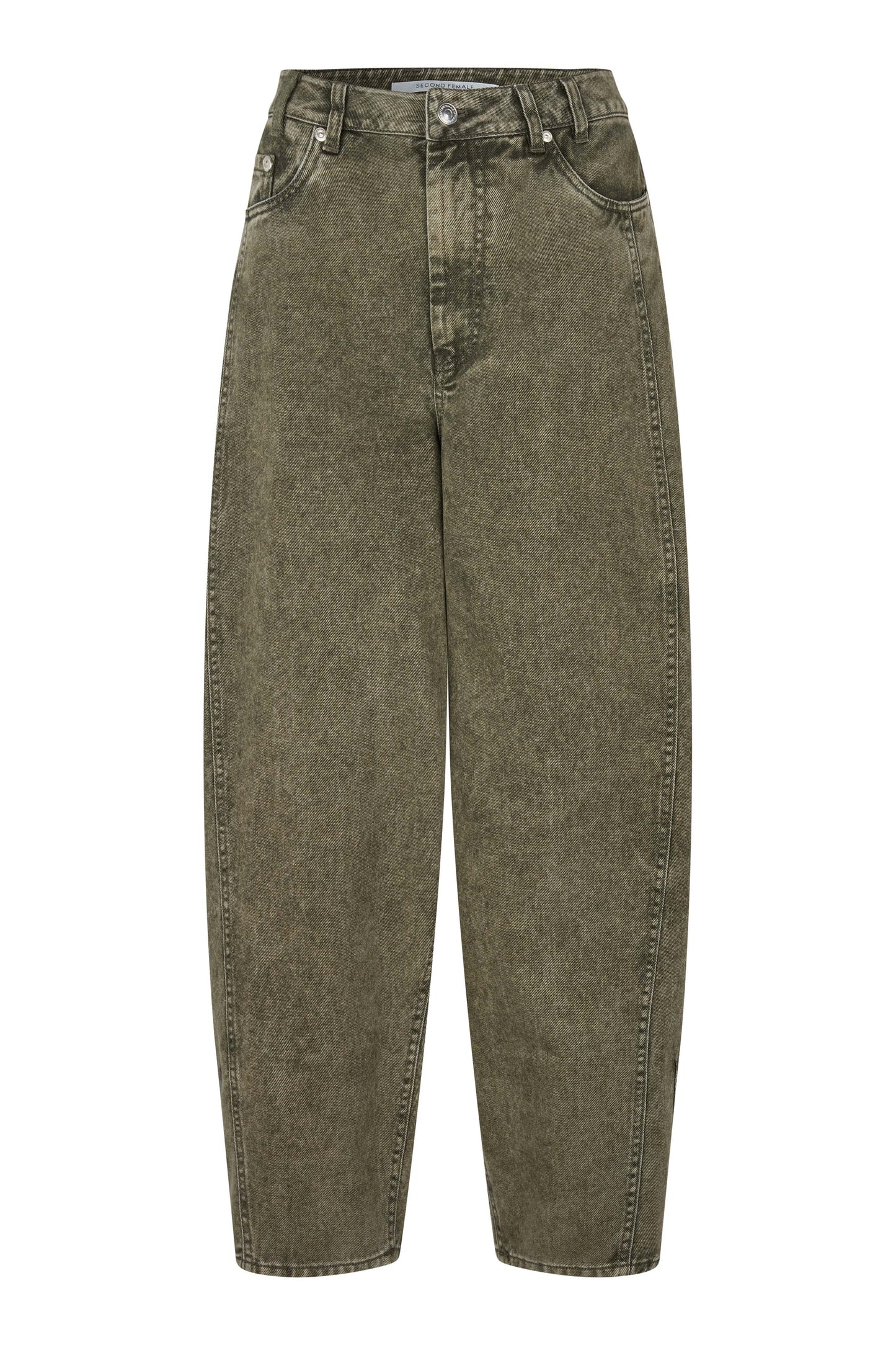 Olivgrüne 5-Pocket Barrel-Leg Jeans