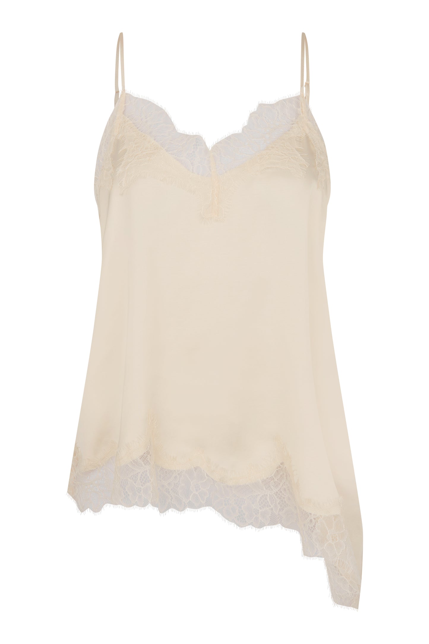 Spitzentop mit fließender Passform Creme