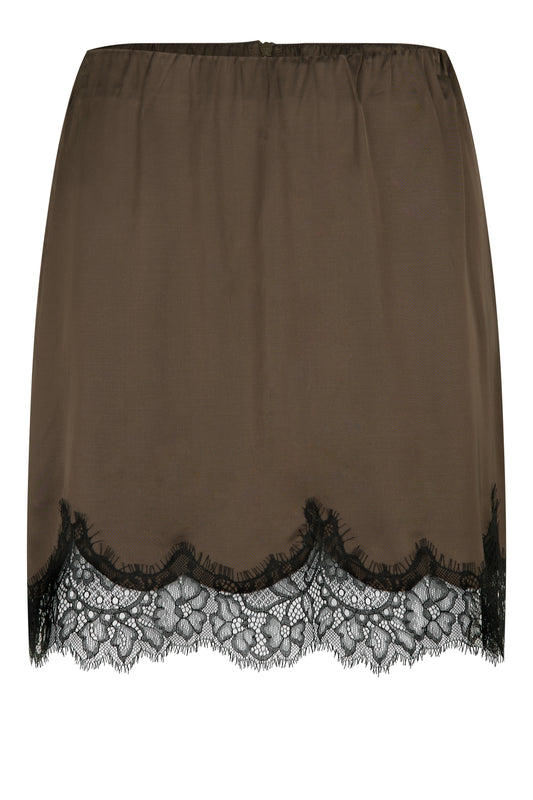 Rock mit Spitze Braun Schwarz