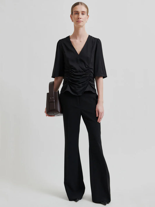 Bluse mit Raffungen und V-Ausschnitt