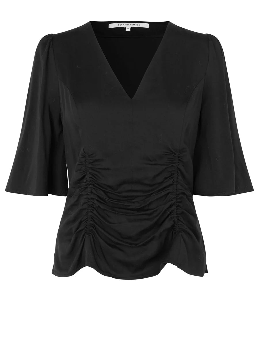 Bluse mit Raffungen und V-Ausschnitt