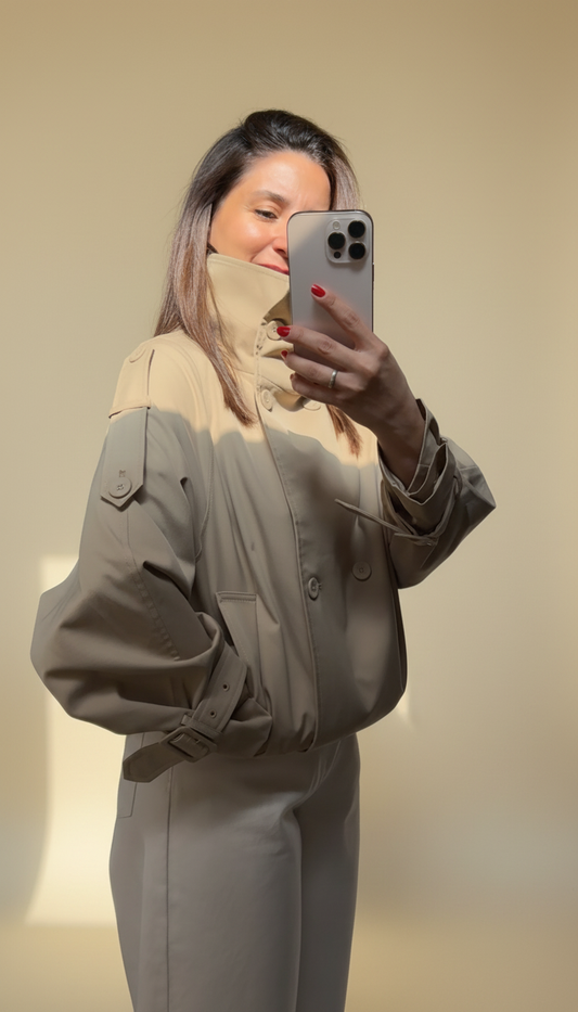 Cropped Trench-Jacke in Camel