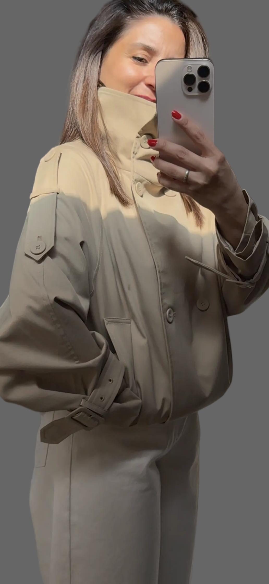 Cropped Trench-Jacke in Camel