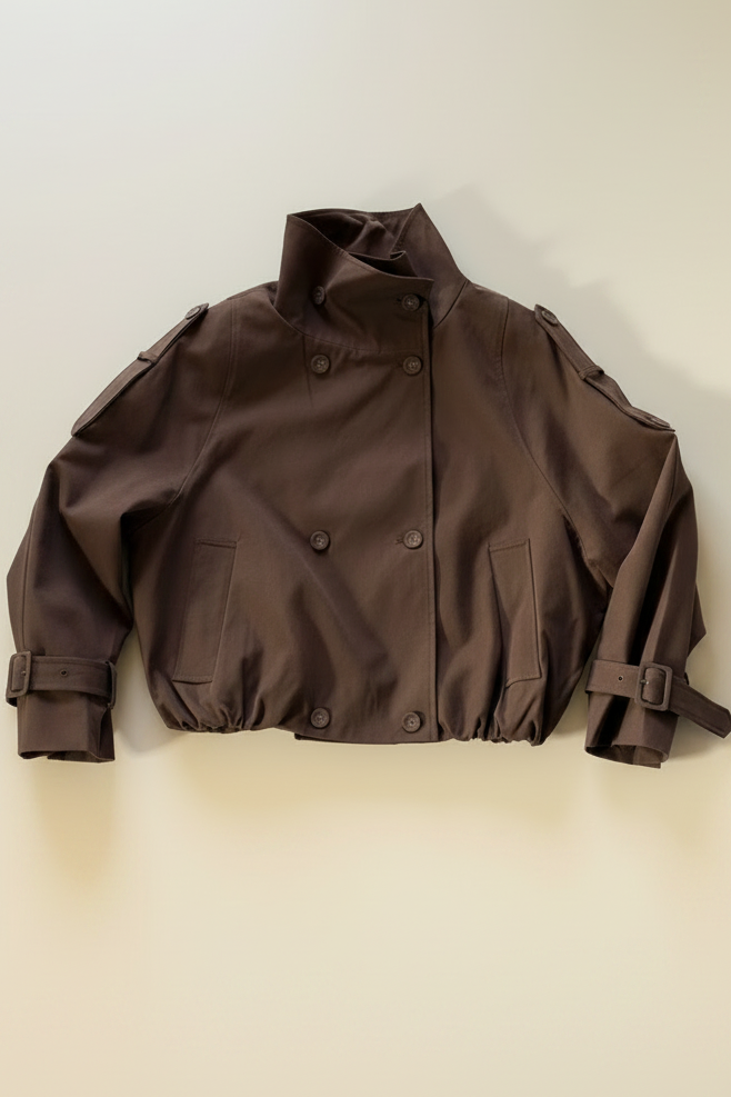 Cropped Trench-Jacke in Braun